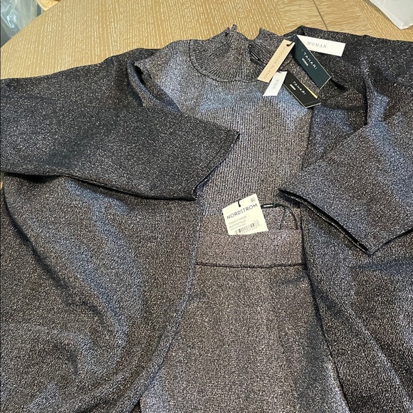 Tahari Black/Silver Shimmer Wide Leg Pants - Picture 11 of 11